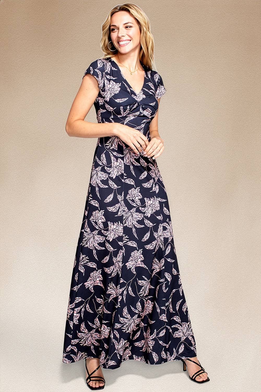 Hot Squash Hot Squash Women's Cap Sleeve Jersey Maxi Dress in Navy - 3