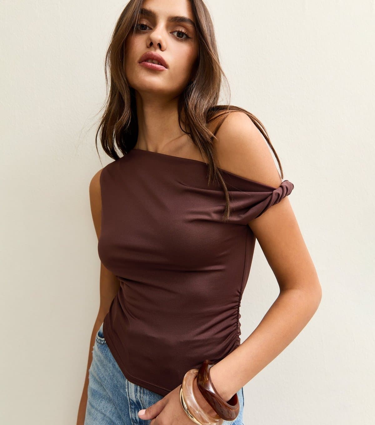 New Look Women's Brown Off The Shoulder Top New Look