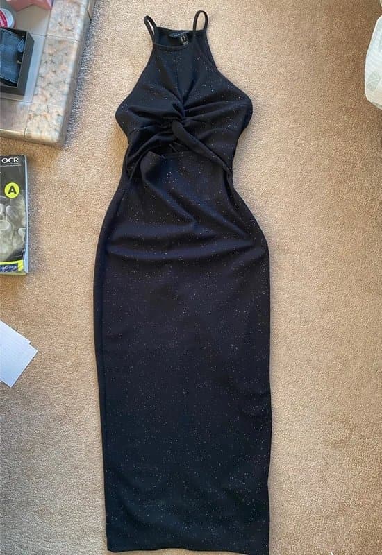 New Look sparkly black halterneck dress