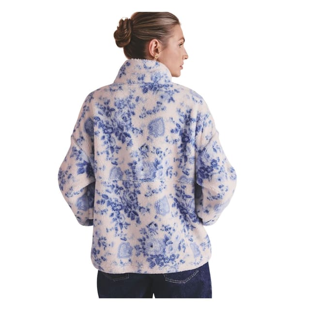 Cath Kidston Cath Kidston Women's Hackney Rose Floral Borg Fleece Jacket in Blue - 2