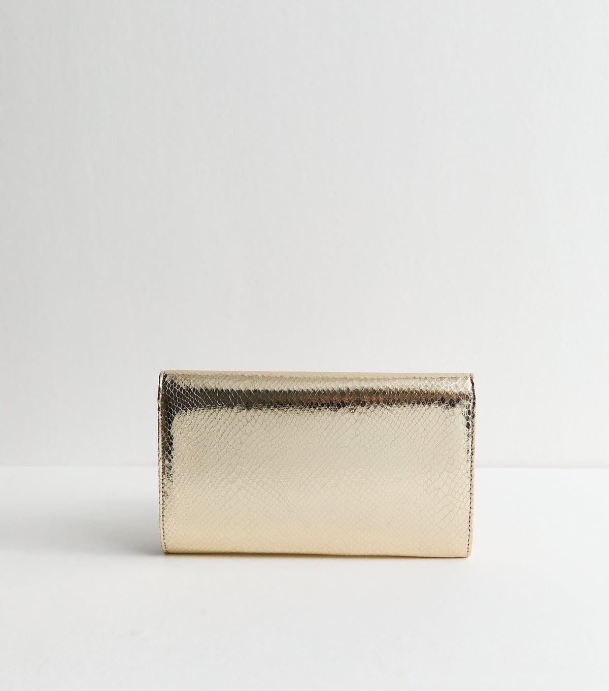 New Look Gold Metallic Bar Snakeskin Texture Clutch New Look - 4