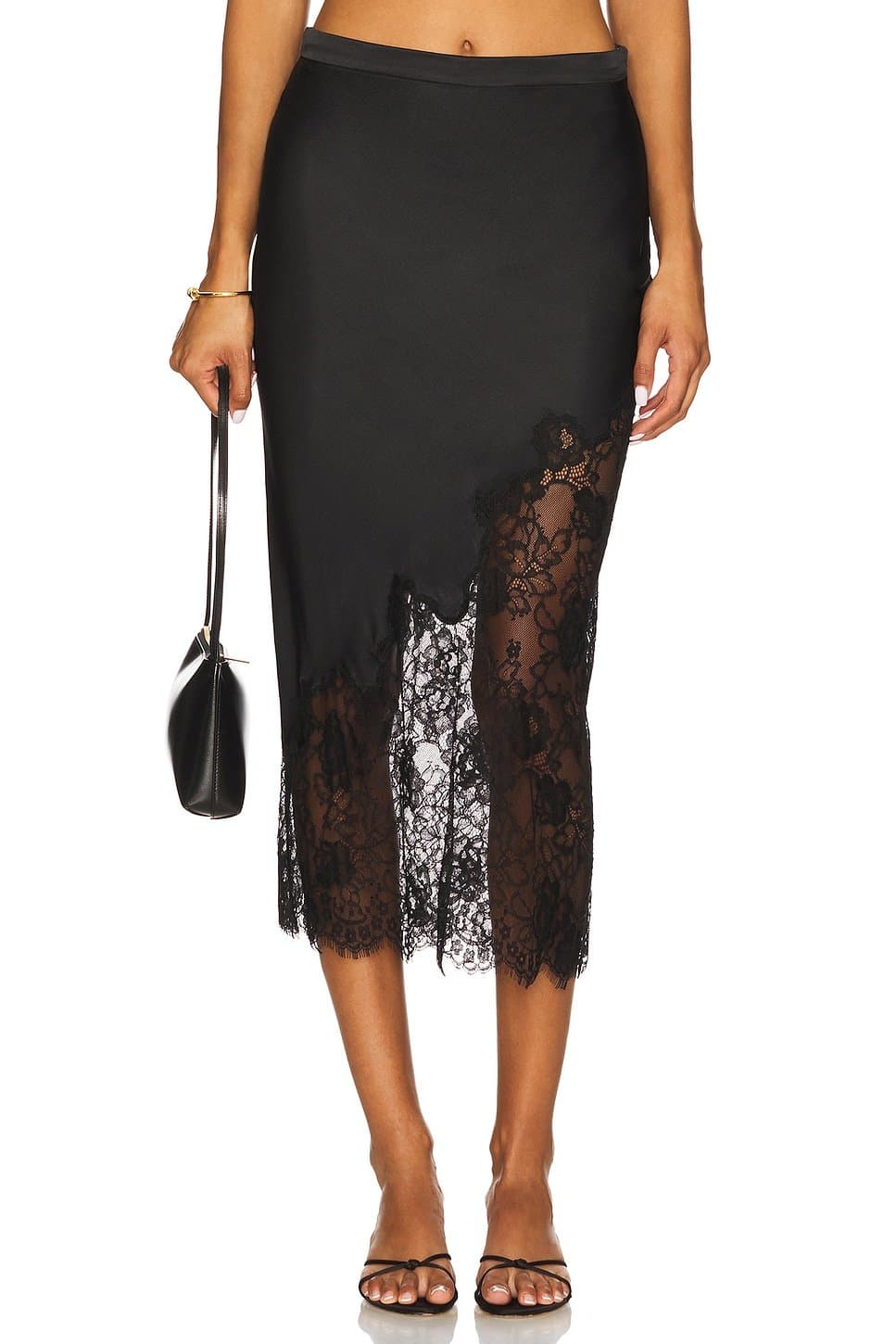 revolve Silk And Lace Scallop Midi Skirt