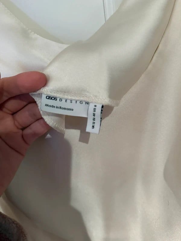 ASOS Design Cream Satin Scoop Neck Top