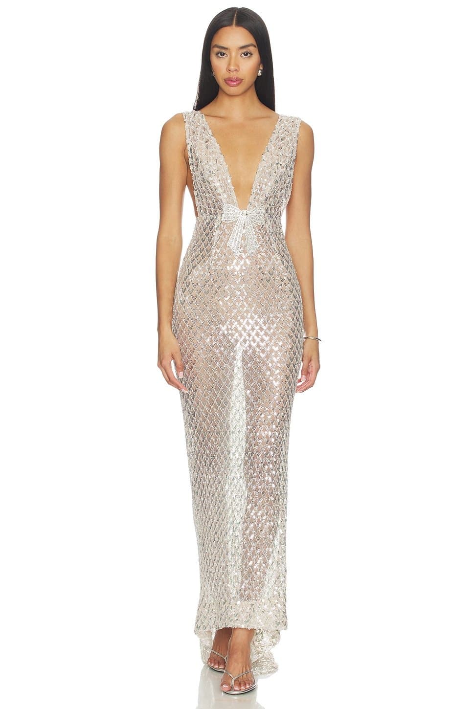 revolve Liora Crystal Bridal V-neck Maxi Dress