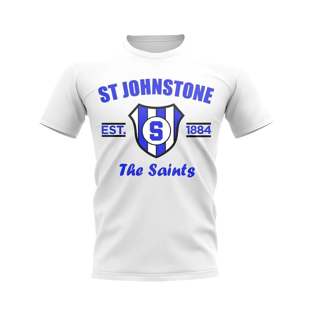 St Johnstone St Johnstone Men's Personalised Established Football T-Shirt in White