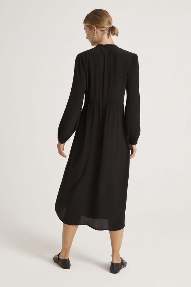 Finery London Finery London Women's Jasmine Lace Trim Crepe Midi Dress in Black - 3