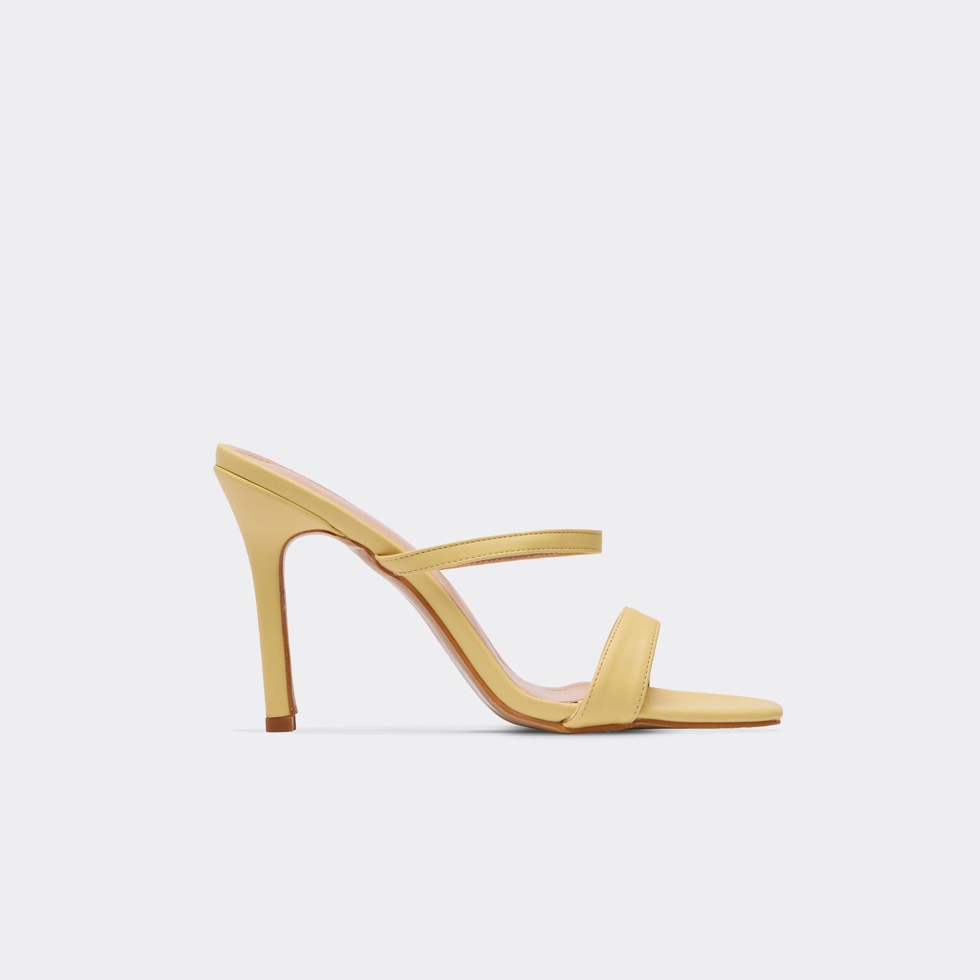 EGO EGO Yellow Faux Leather Double Strap Heeled Mules