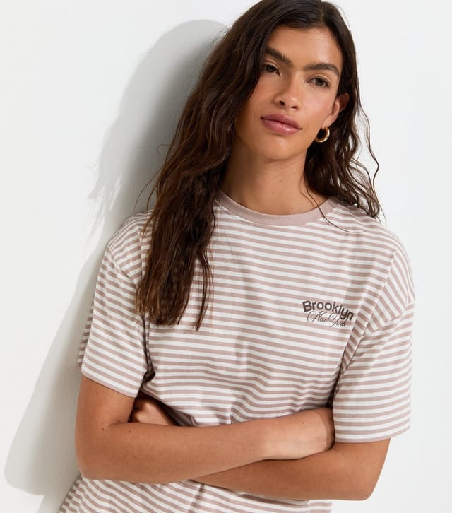 New Look Women's Cream Cotton Brooklyn Stripe Print T-Shirt New Look - 2