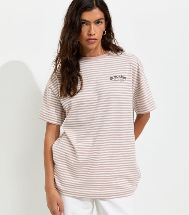 New Look Women's Cream Cotton Brooklyn Stripe Print T-Shirt New Look - 3