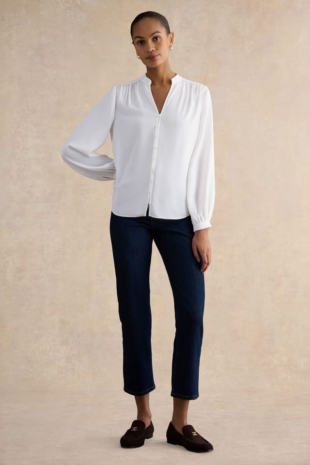 Hobbs London Hobbs London Women's Blair Long Sleeve Blouse in Cool White - 3