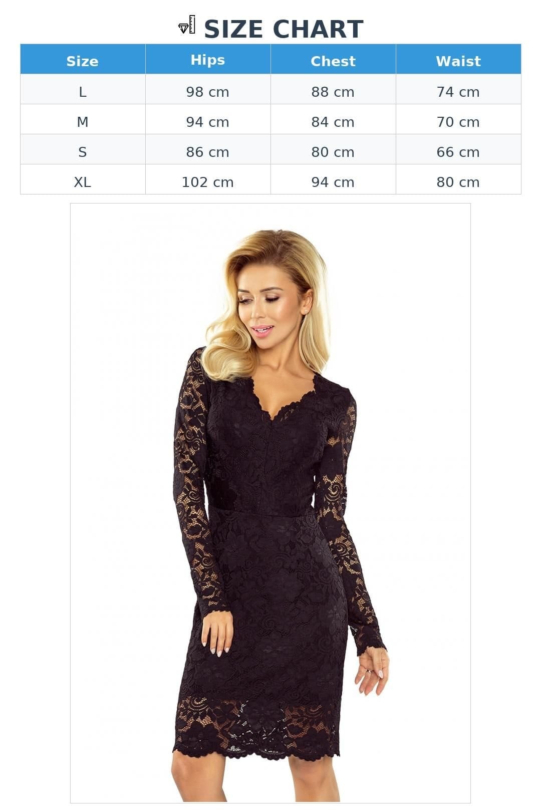 Love Lace Love Lace Women's Classic Lace Evening Dress with Long Sleeves in Black - 4