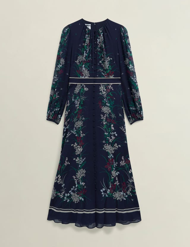 Hobbs London Hobbs London Women's Sia Silk Dress in Dark Navy - 2