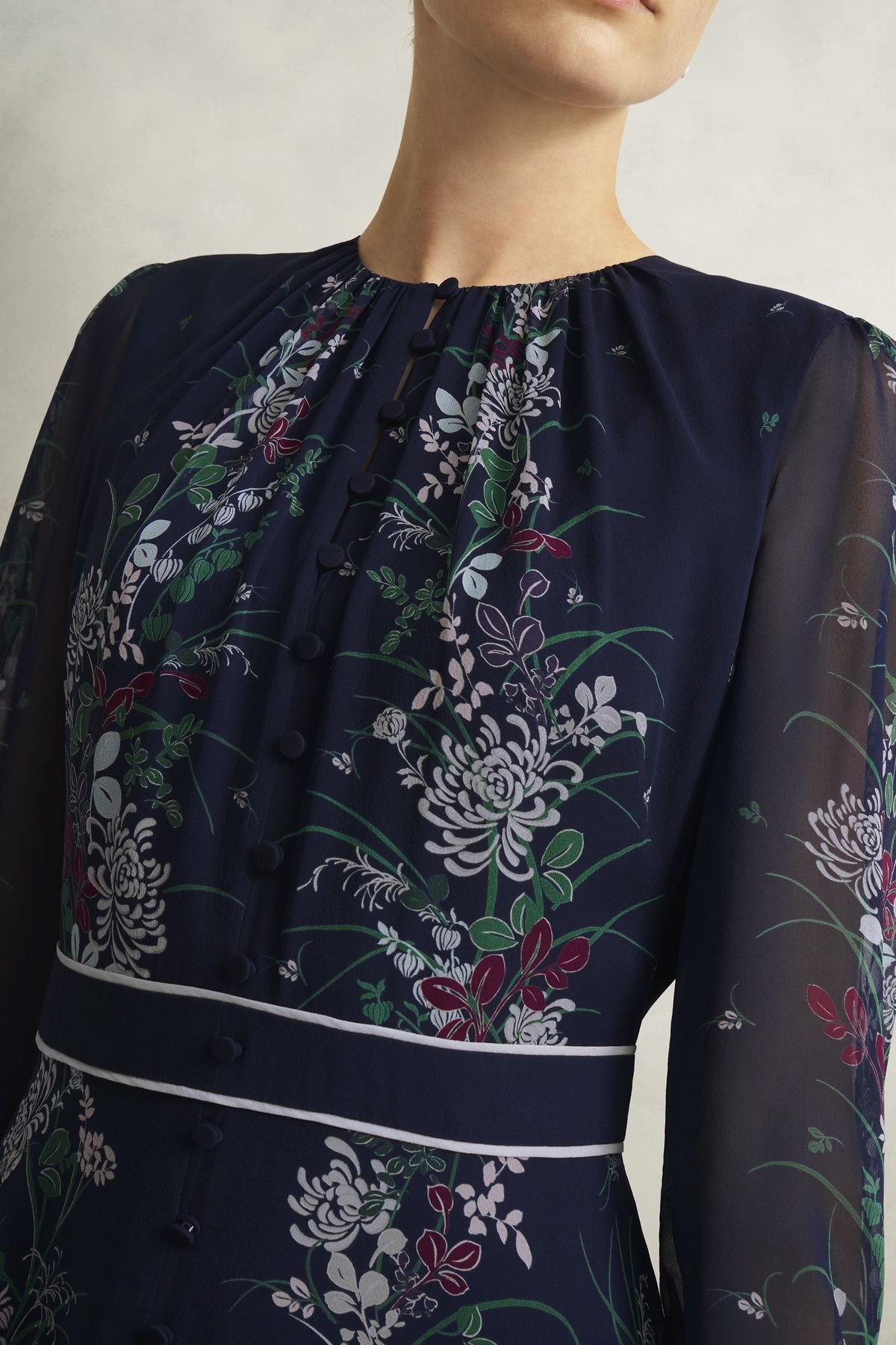 Hobbs London Hobbs London Women's Sia Silk Dress in Dark Navy - 3