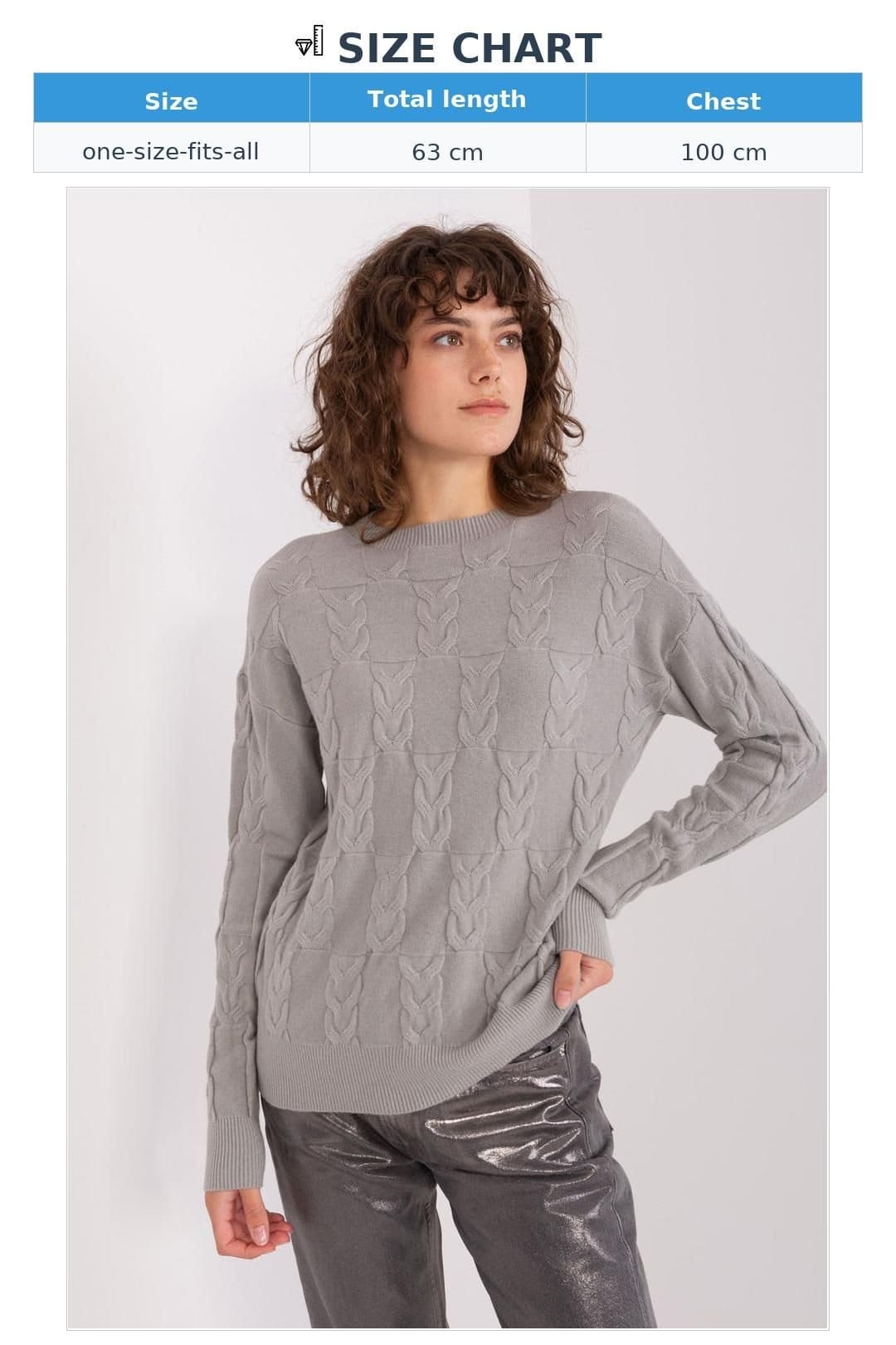 Love Lace Love Lace Women's Textured Round Neck Pullover Sweater in Grey - 4