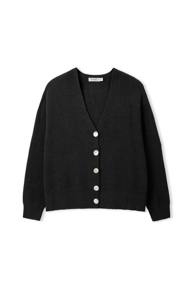 Celtic & Co Celtic & Co Women's Slouchy Ribbed V-Neck Cardigan in Black - 2