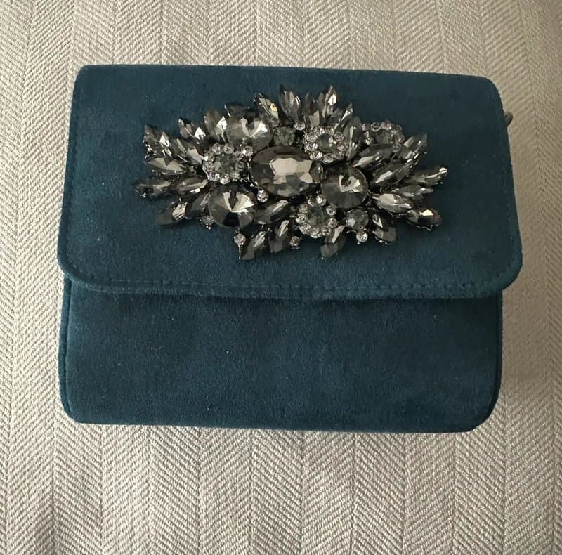 New Look Teal handbag with Jewel embellishment detail.