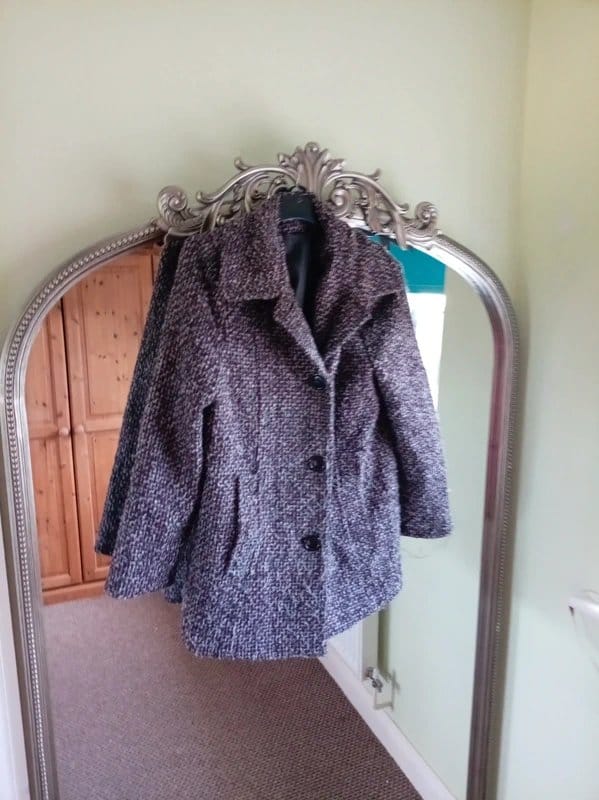 Vintage Dressing Ladies size 16 chunky knitted burgundy blend coat - 1