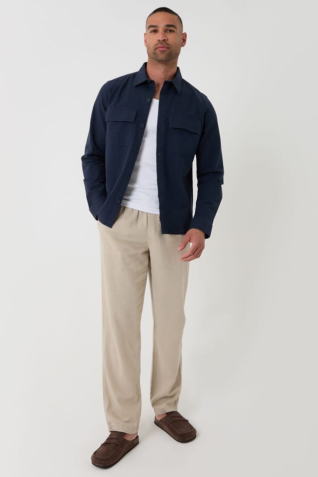 Threadbare Threadbare Men's Linen Blend Lightweight Shacket in Navy - 3