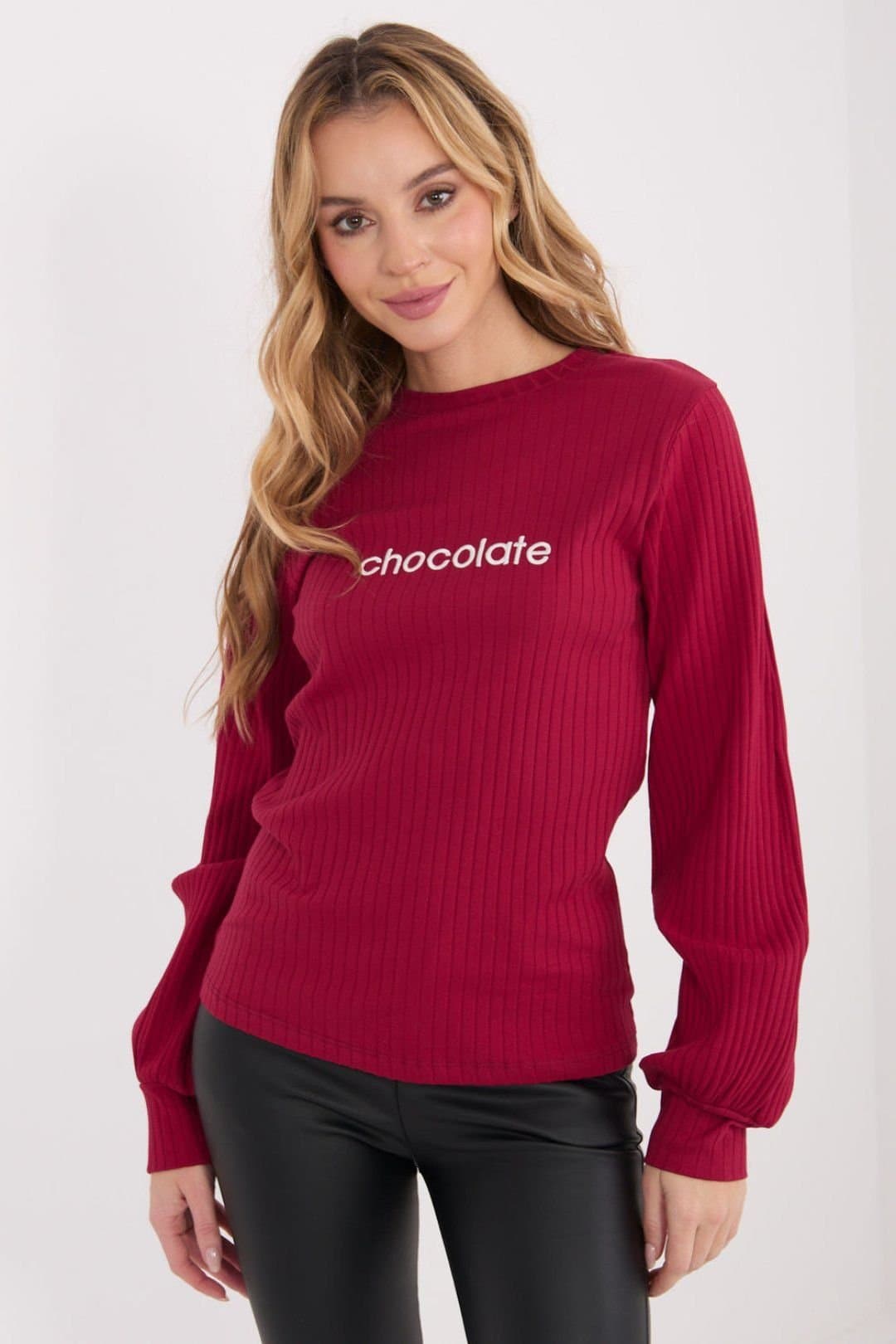 Love Lace Love Lace Women's Embroidered Stripe Casual Pullover Blouse in Red