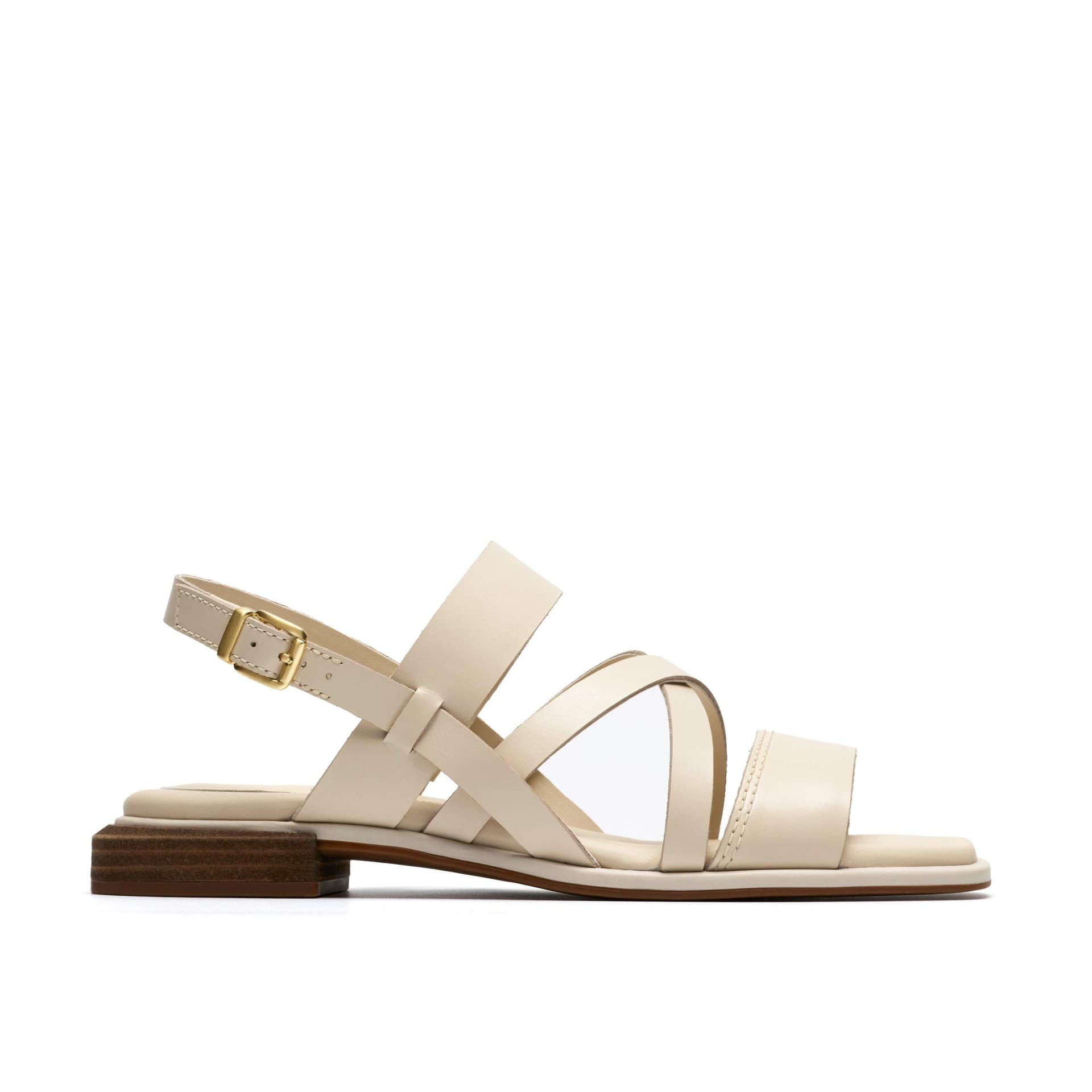 Clarks Clarks Women's Ariany Strap Cream Leather Flat Sandals in Light Sand