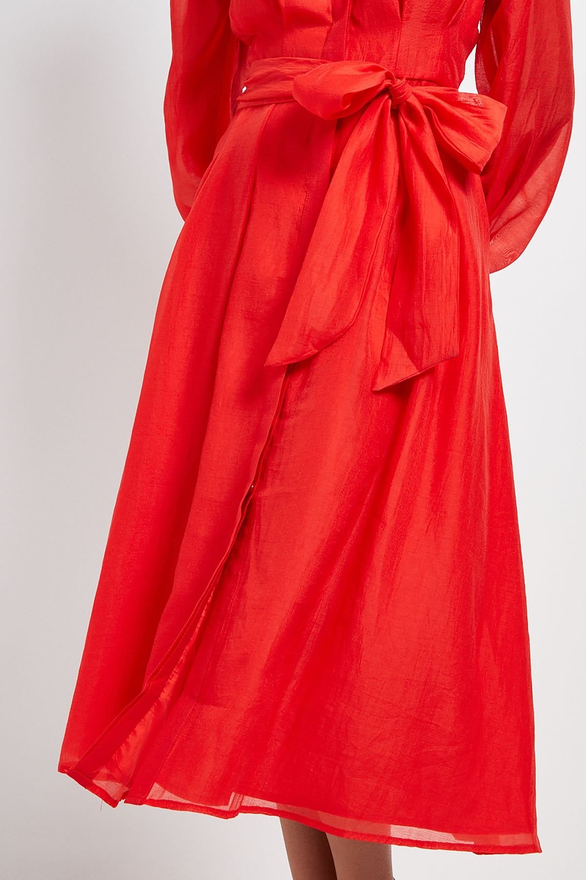 Wallis Wallis Women's Petite Textured Organza Midi Shirt Dress in Red - 4