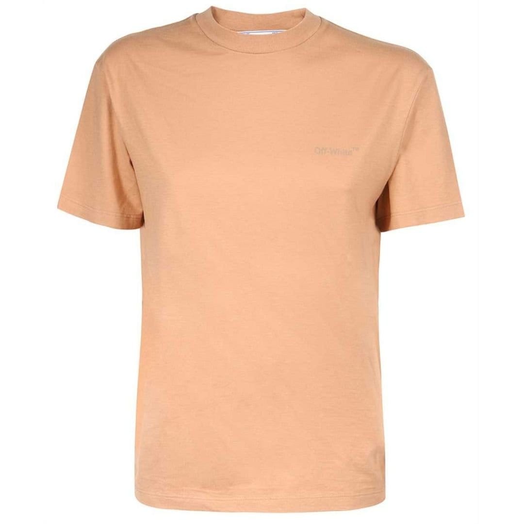 Off-White Off-White Women's Diag Regular Fit Brown T-Shirt in White - 1