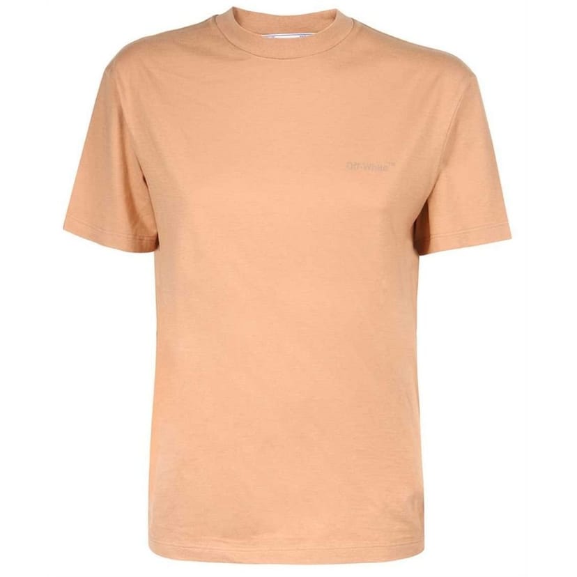 Off-White Off-White Women's Diag Regular Fit Brown T-Shirt in White - 1