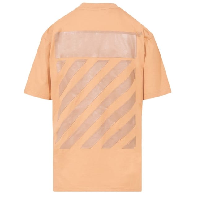 Off-White Off-White Women's Diag Regular Fit Brown T-Shirt in White - 2