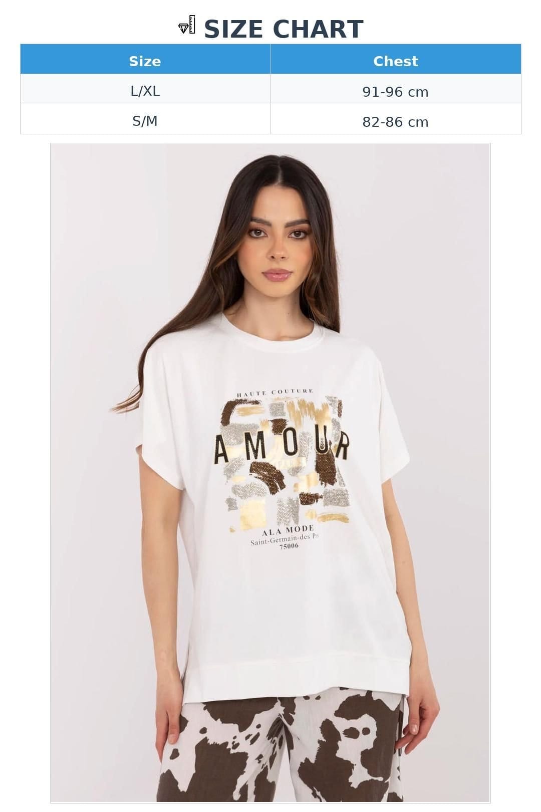 Love Lace Love Lace Women's Cotton Elastane Casual Blouse with Jet Print in White - 4