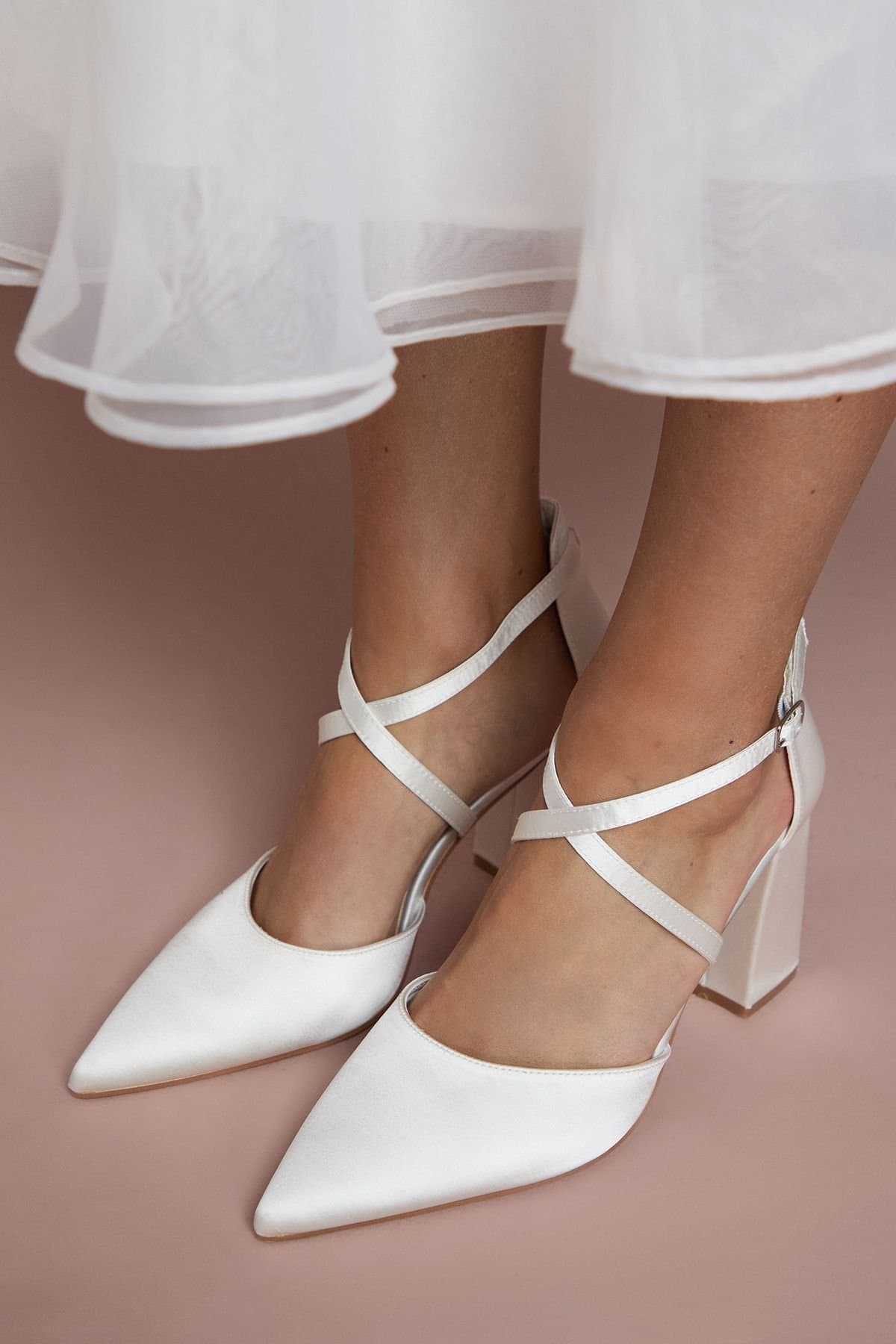 Coast Coast White Satin Bridal Court Shoes