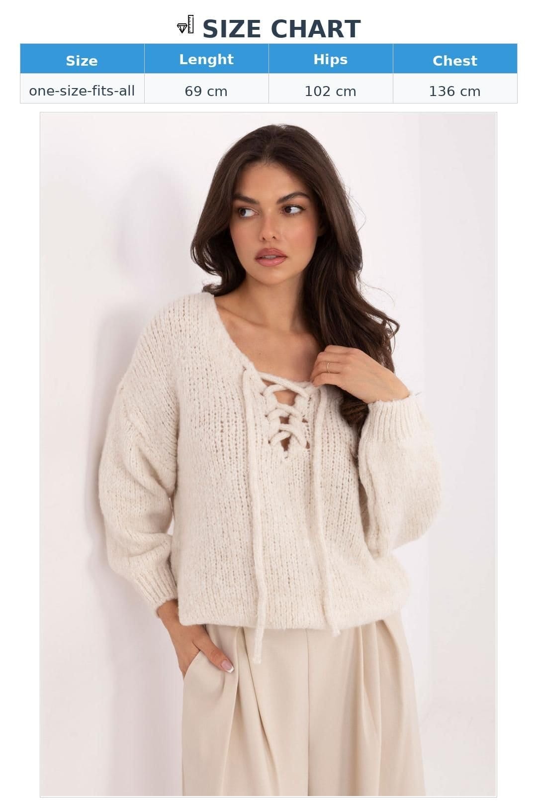 Love Lace Love Lace Women's Corset Laced Knit Jumper for Everyday Wear in Beige - 4