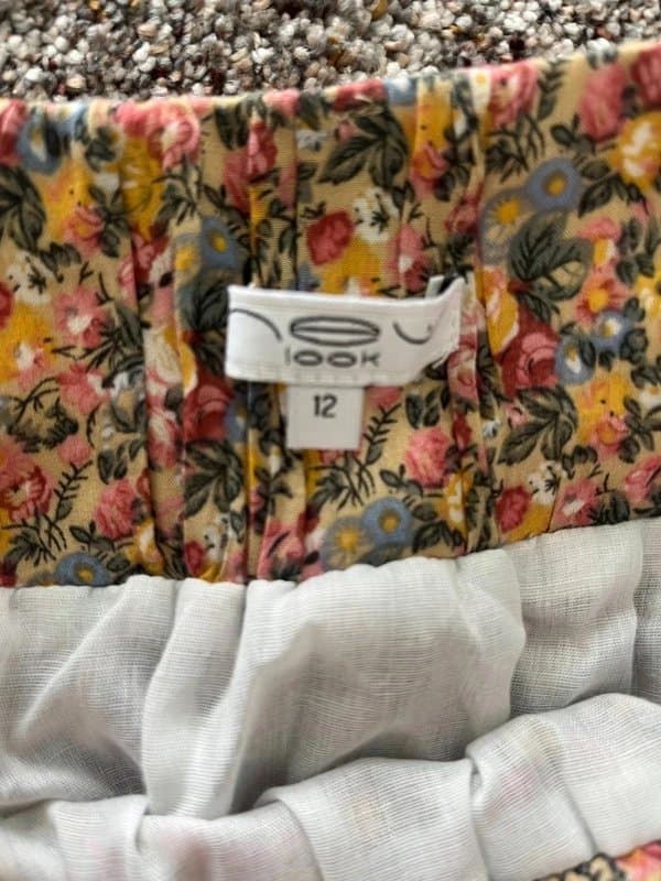 New Look New Look A-Line Midi Skirt Size 12 Womens Multicolour Floral Stretch EU40