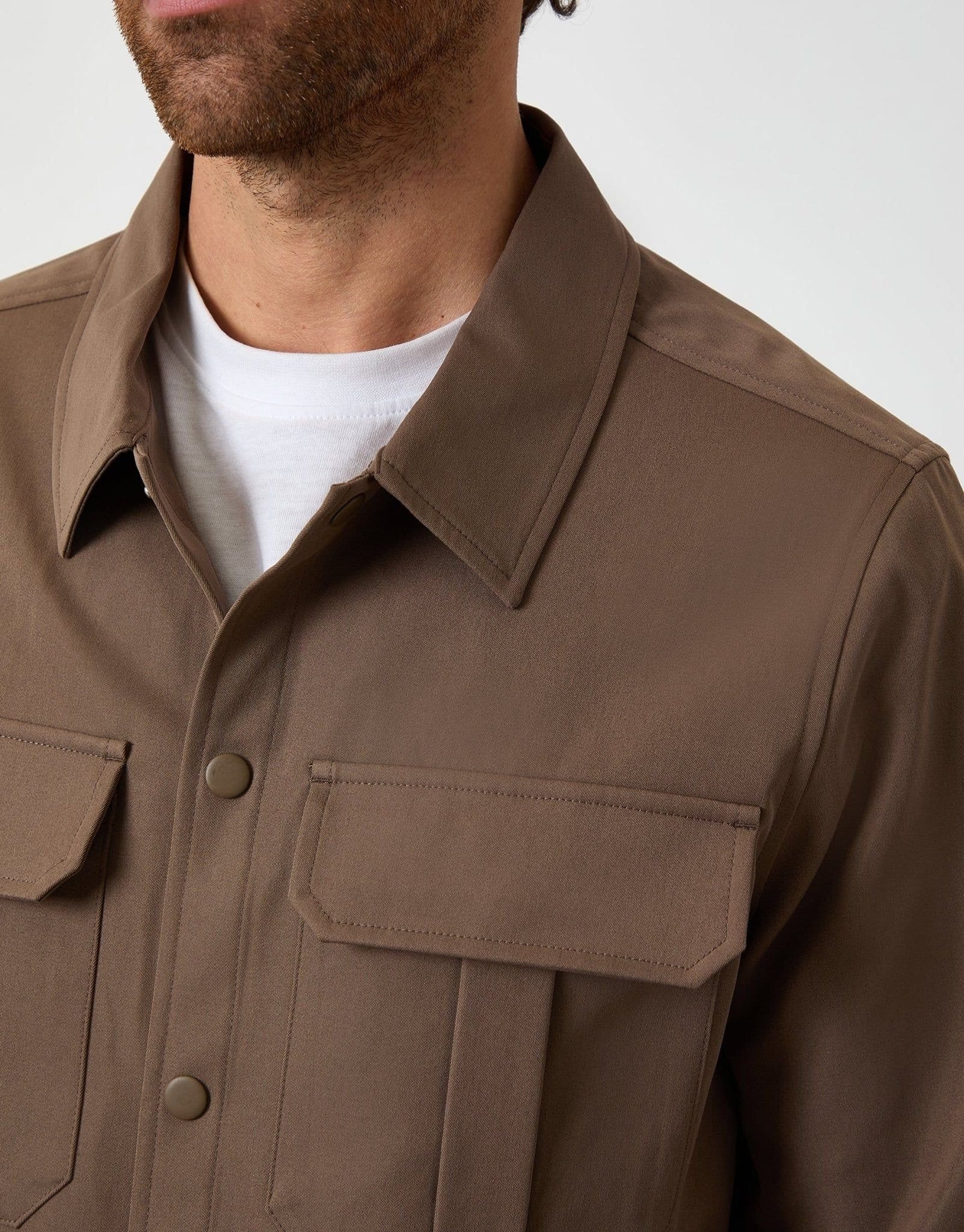 Threadbare threadbare Men's Cargo Pocket Shacket in Brown - 4