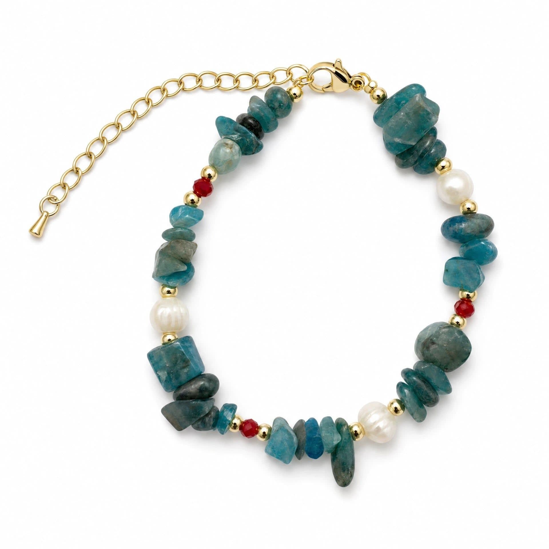 Angel Barocco Angel Barocco Women's Blue Apatite & Freshwater Pearl Gemstone Bracelet - Blue
