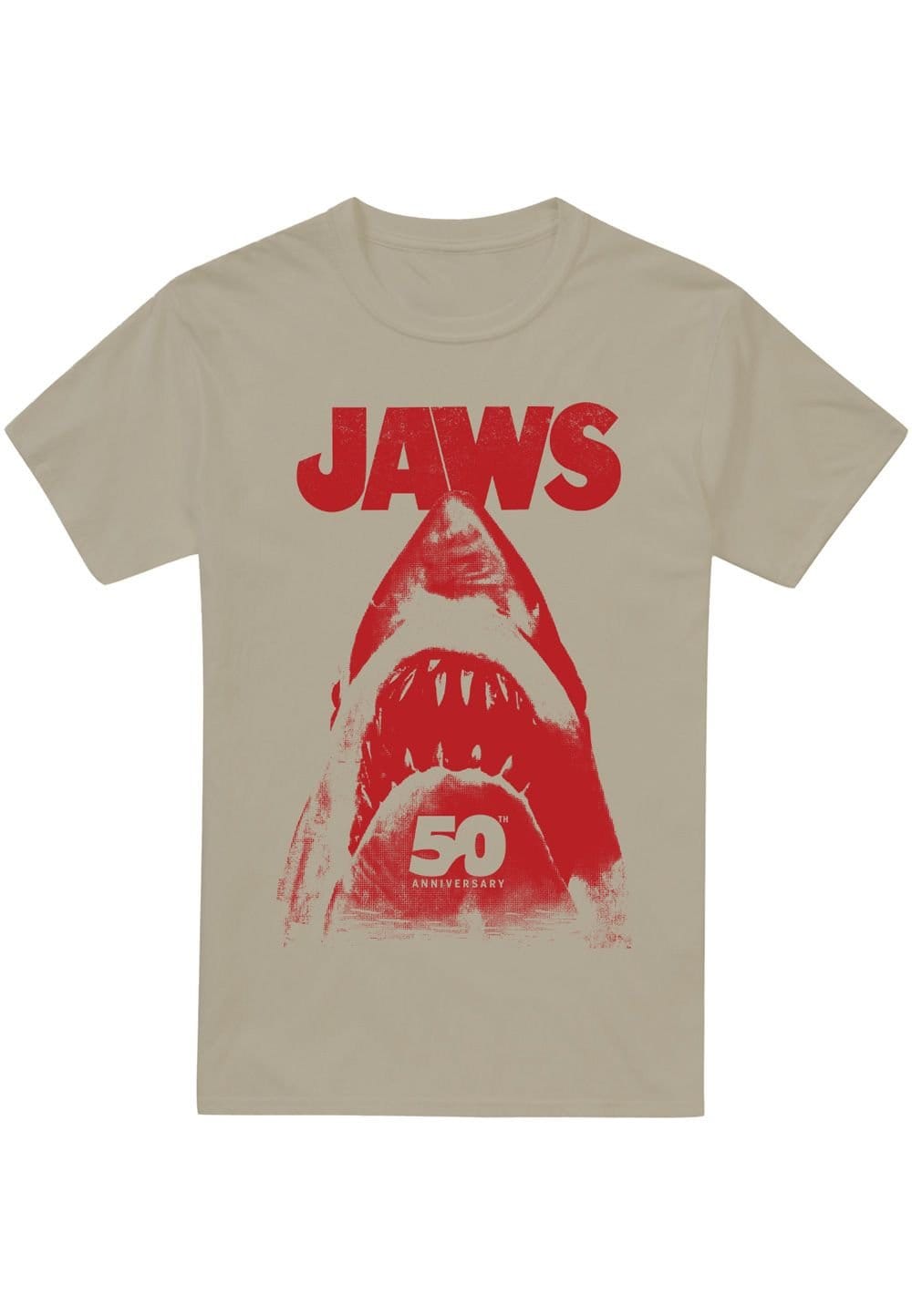 Universal Universal Men's Jaws Red Shark Poster T-Shirt, Sand in Light Sand - 4