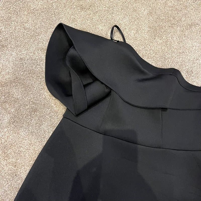 ASOS ASOS Curve scuba oversized corsage detail mini dress in black Size 18
