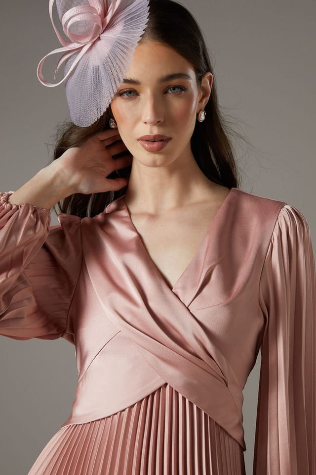 Coast Coast Women's Petite Pleat Skirt Midi Dress in Rose - 2