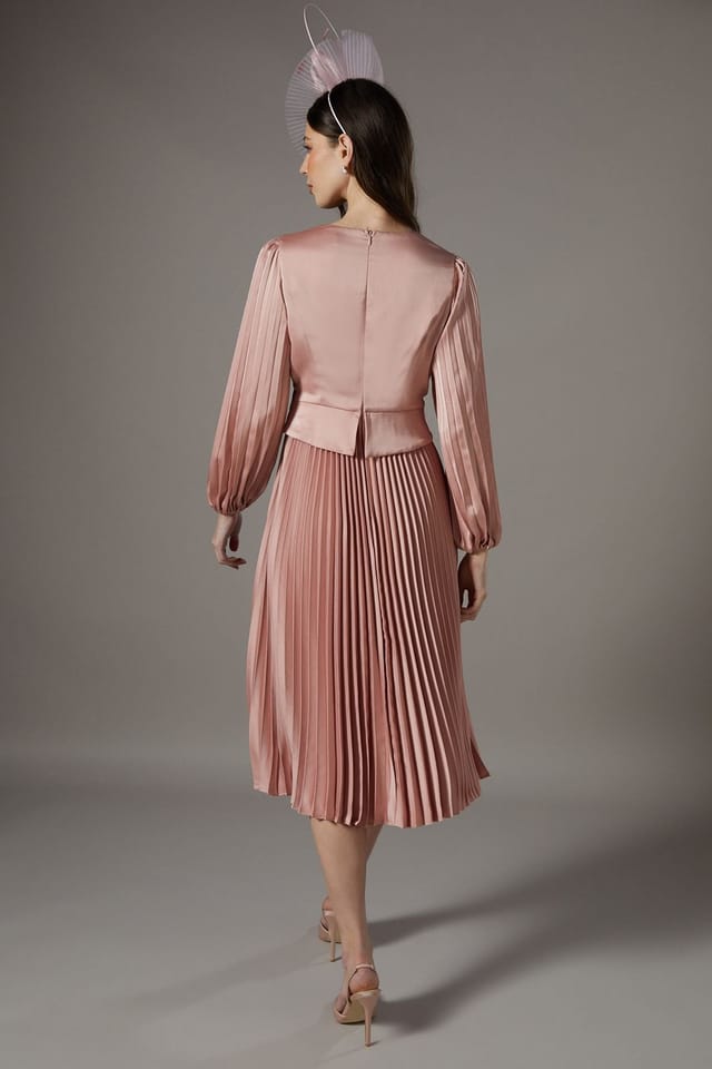 Coast Coast Women's Petite Pleat Skirt Midi Dress in Rose - 3
