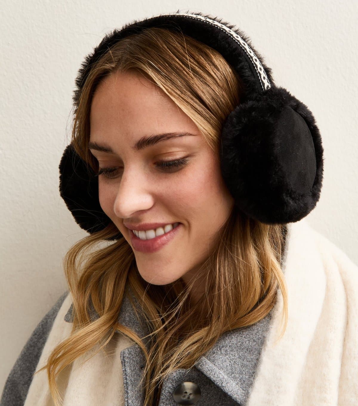 New Look Black Faux Fur Earmuffs New Look