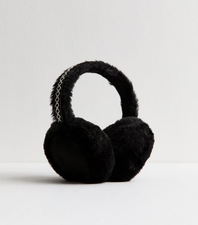 New Look Black Faux Fur Earmuffs New Look - 2