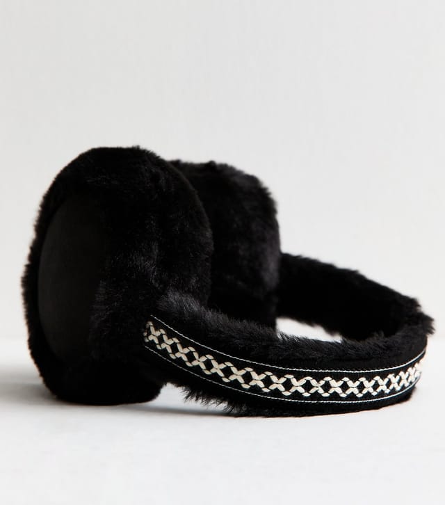 New Look Black Faux Fur Earmuffs New Look - 3