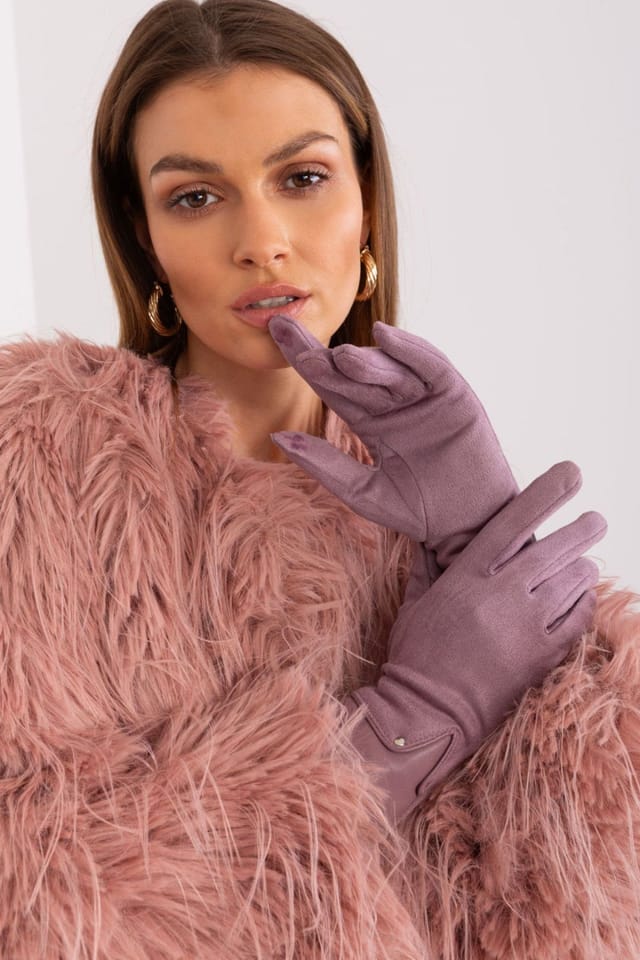 Love Lace Love Lace Women's Elegant Touchscreen Gloves Embroidered Flower Two Material Thumb Index in Violet - 2