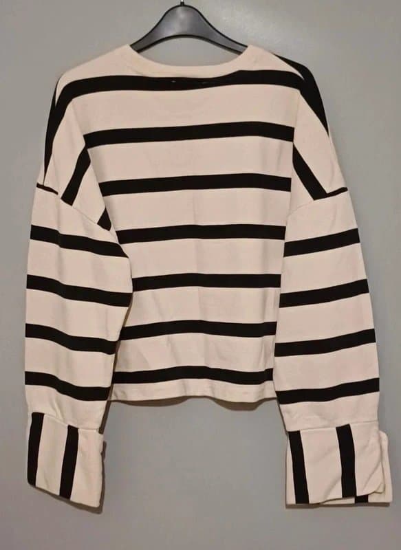 Mint Velvet Mint Velvet Cream Striped Sweatshirt- size XL/18