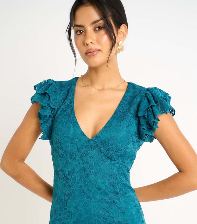 Gini London Women's Lace V Neck Maxi Dress Gini London New Look - 2