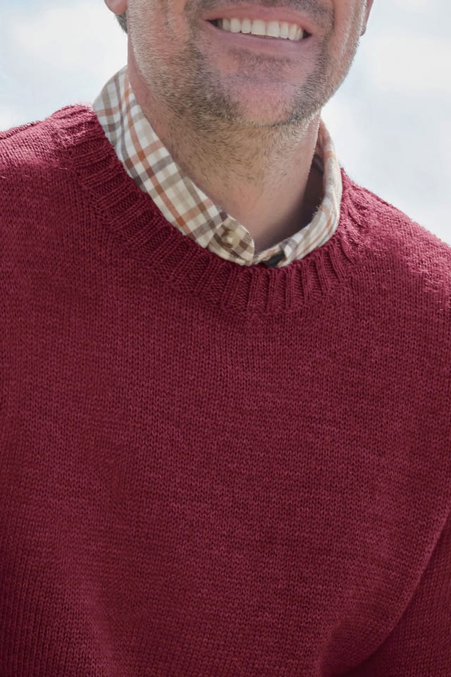 WoolOvers WoolOvers Men's Pure Wool Guernsey Jumper in Red - 2