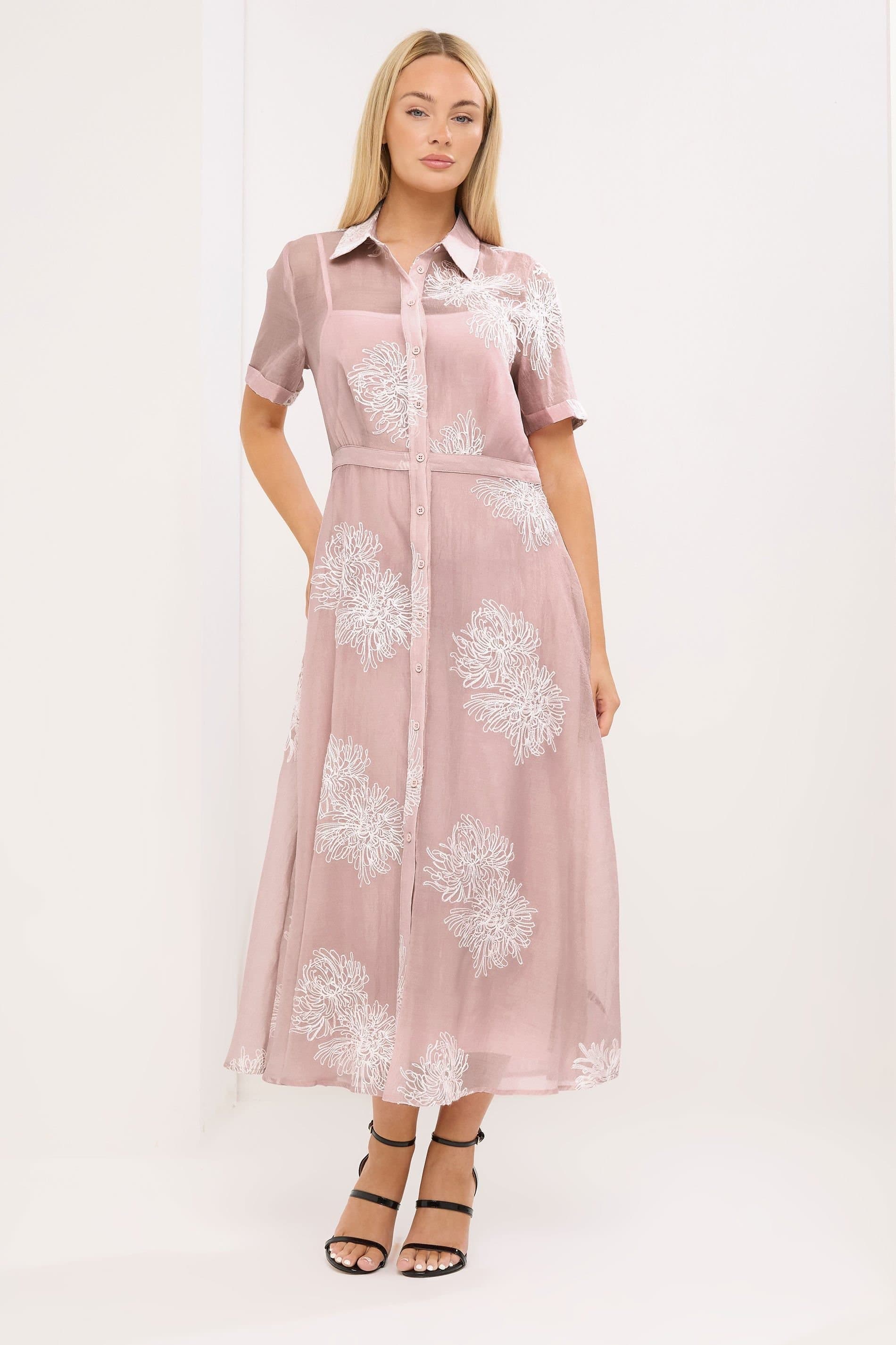 Star By Julien Macdonald Star by Julien Macdonald Women's Embroidered Shirt Dress in Pink
