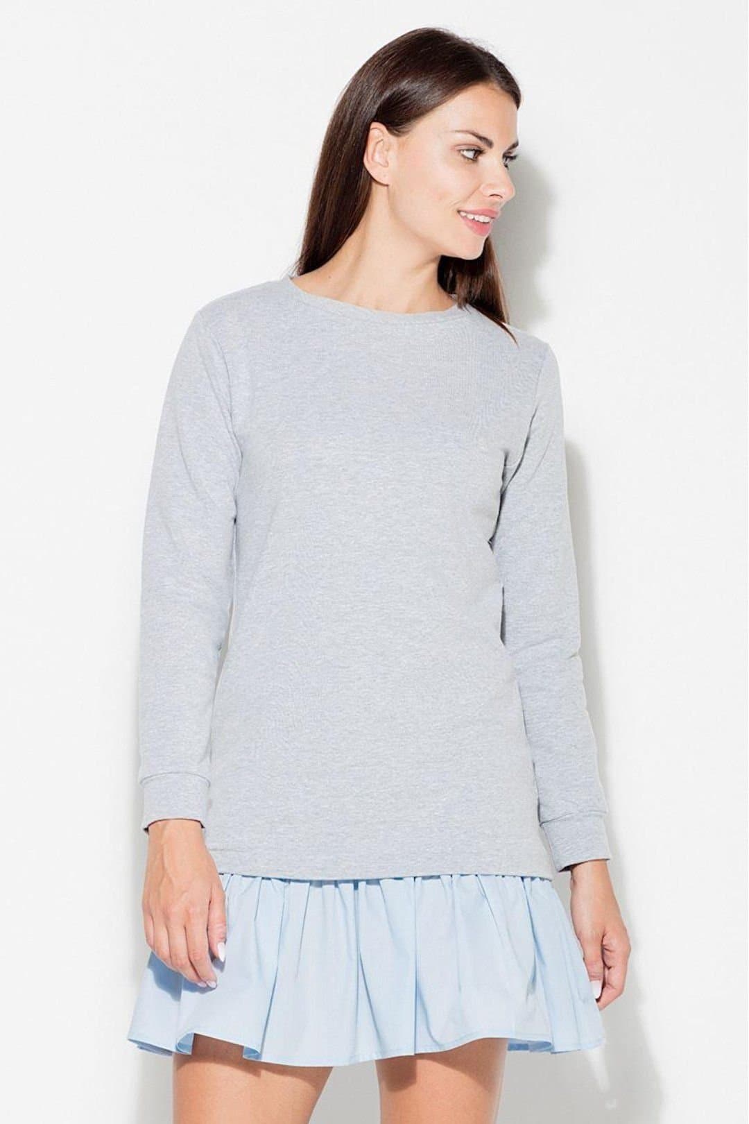 Love Lace Love Lace Women's Cotton Long Sleeve Daydress with Frill Style 111823 in Grey