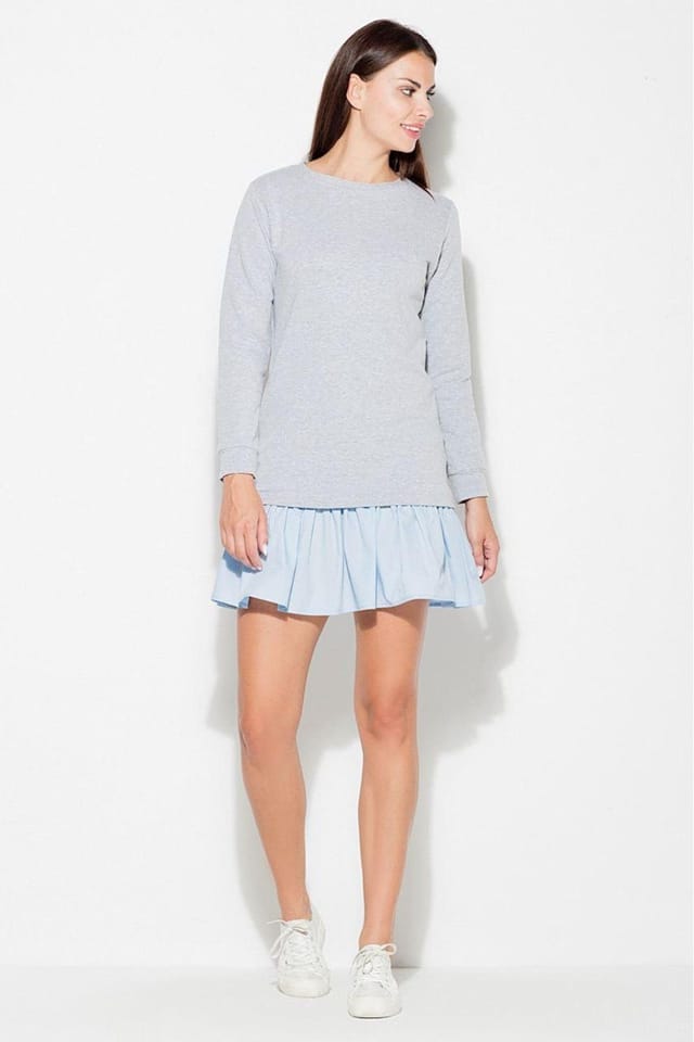 Love Lace Love Lace Women's Cotton Long Sleeve Daydress with Frill Style 111823 in Grey - 2
