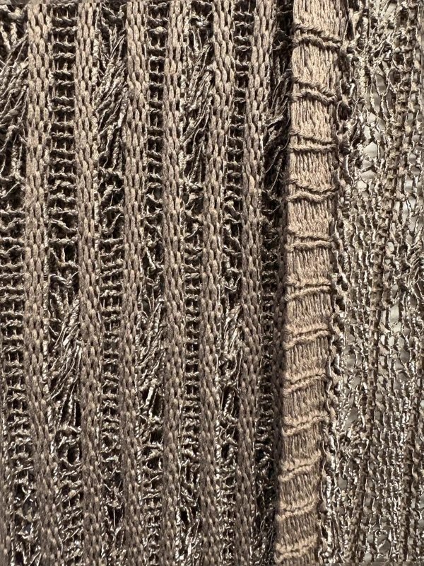 Per Una Per Una Metallic Taupe Open-Knit Longline cardigan UK 12/14 Label b105 - 1