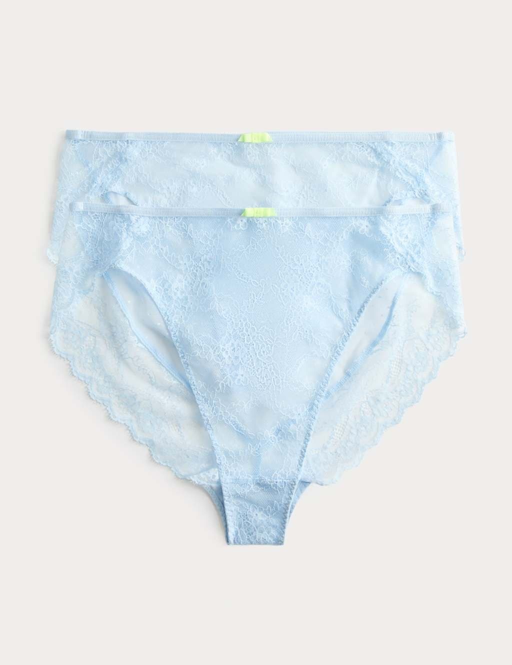 Marks & Spencer M&S 2 Pack Ida Lace High Waisted High Leg Knickers Blue Tint